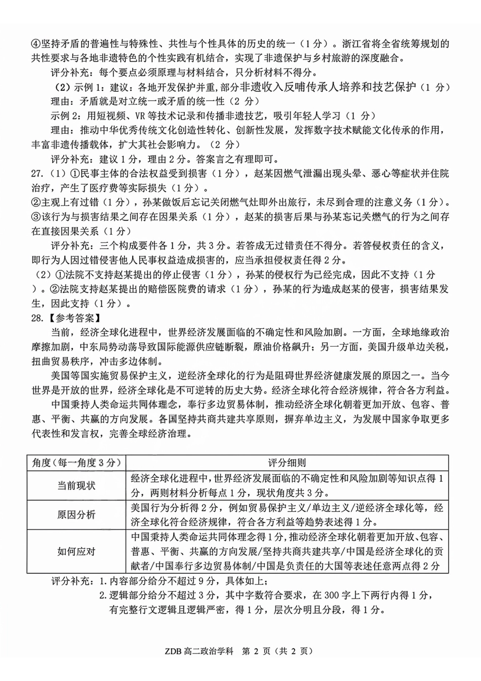 政治浙江浙东北联盟(ZDB)2025-2026学年第二学期高二年级下学期期中联考(5.6-5.8)(1).pdf_第2页
