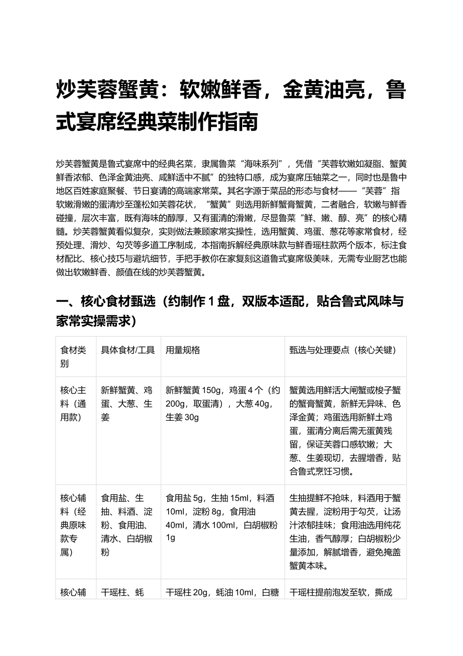 炒芙蓉蟹黄:软嫩鲜香,金黄油亮,鲁式宴席经典菜制作指南.docx_第1页