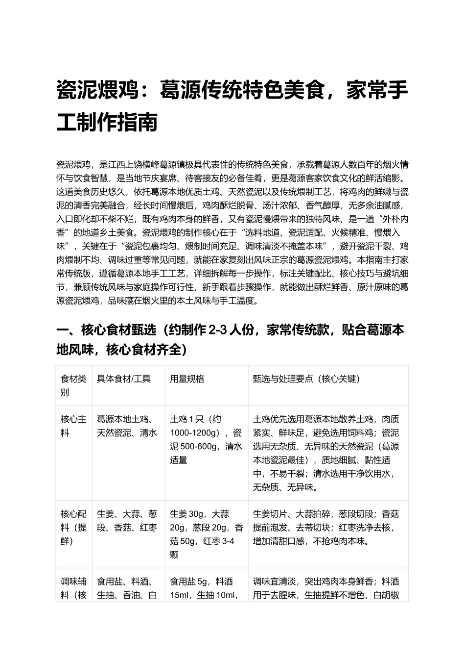 瓷泥煨鸡:葛源传统特色美食,家常手工制作指南.docx_第1页