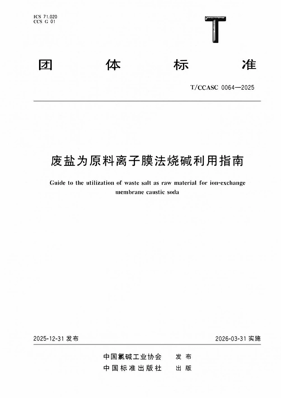 TCCASC 0064-2025 废盐为原料离子膜法烧碱利用指南.pdf_第1页