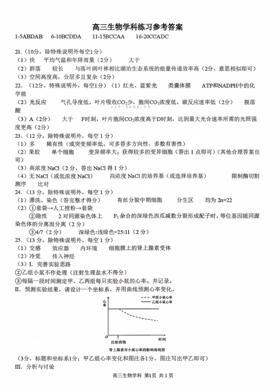 2026届高三下学期第二次模拟练习生物答案.pdf_第1页