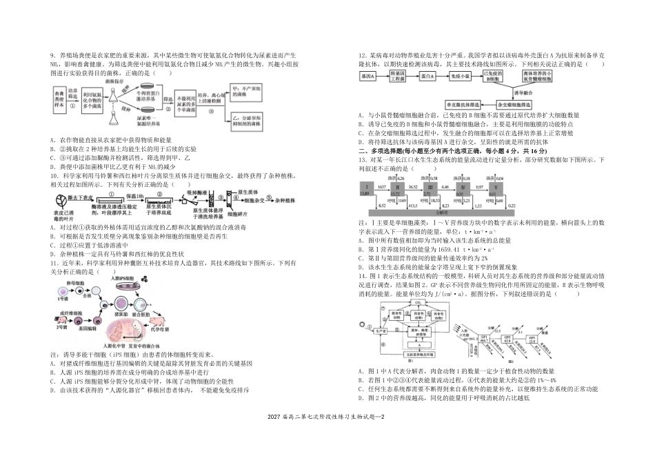 2027届高二年级阶段性练习七生物试卷2026.4.30.pdf_第2页