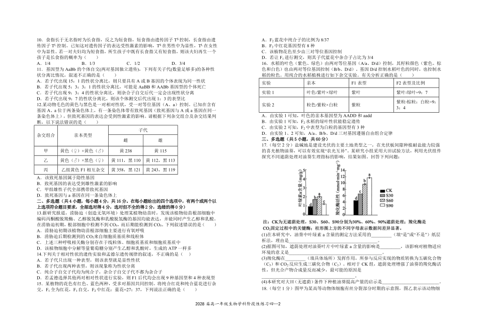 2028届高一年级生物学科阶段性练习四.pdf_第2页