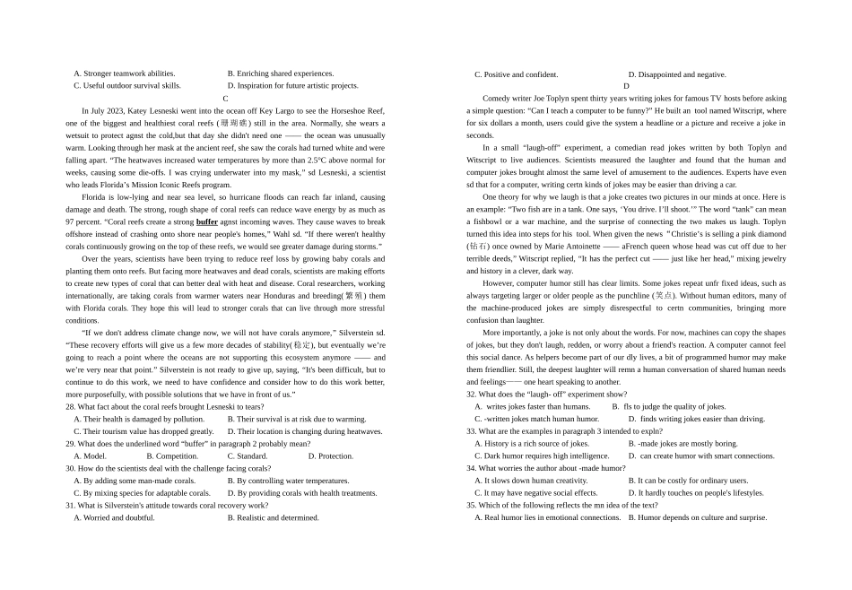 2028届高一年级英语学科阶段性练习四.doc_第3页