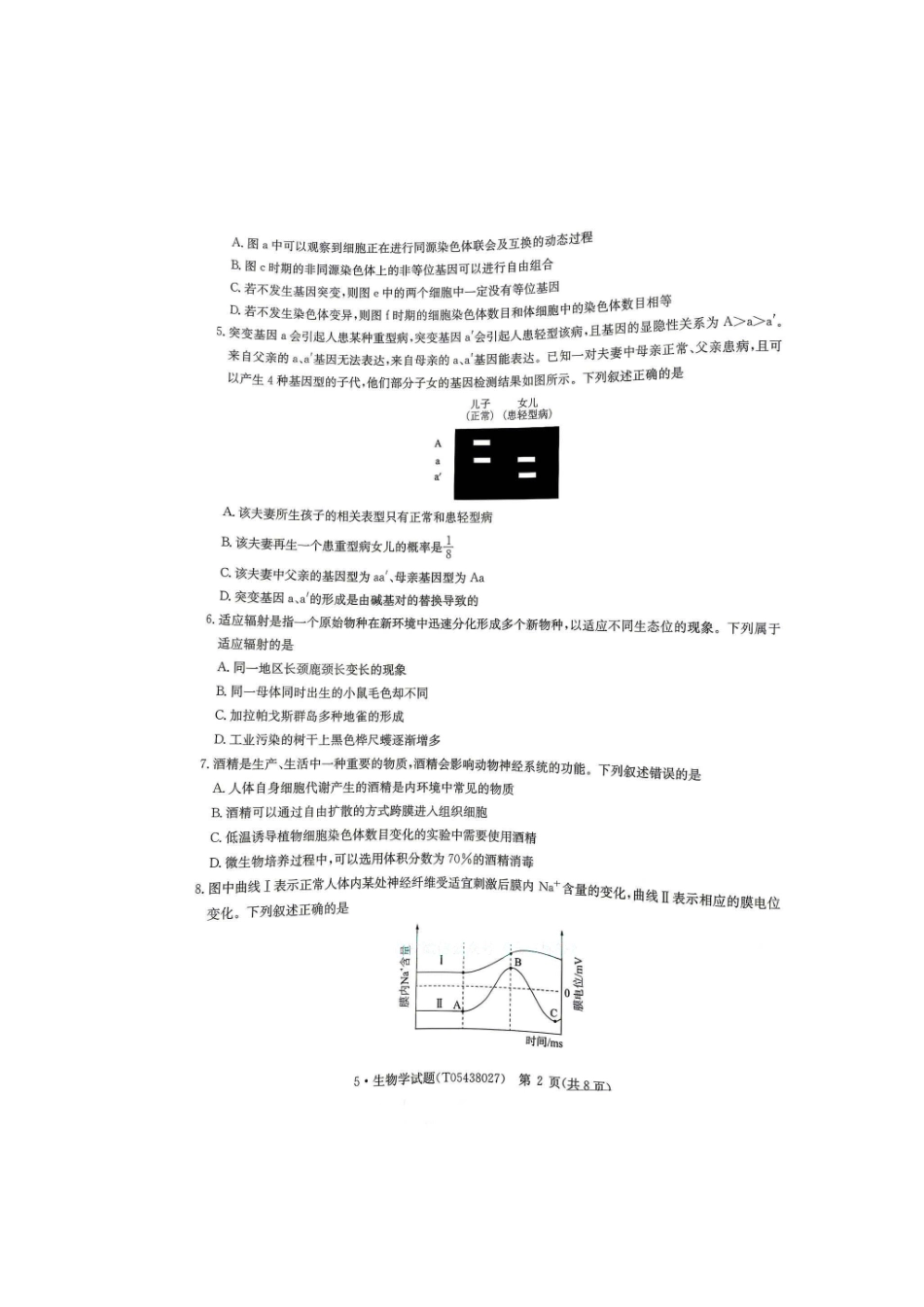 高考联盟2026届高三下学期5月联考生物试卷(含答案).pdf_第2页