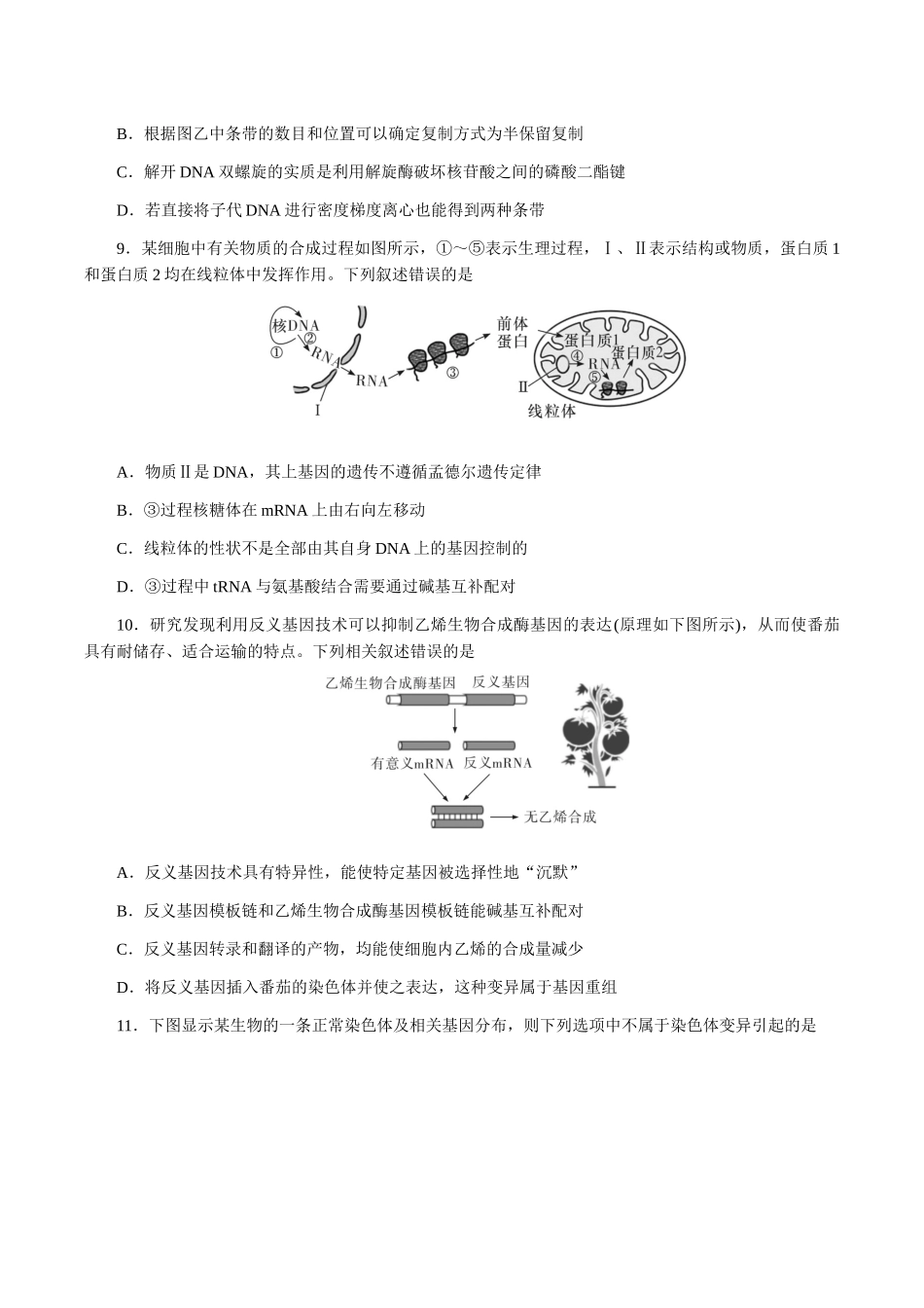 湖南师范大学附属中学2024-2025学年高一下学期第二次大练习(5月)生物试卷(有答案)_副本.docx_第3页
