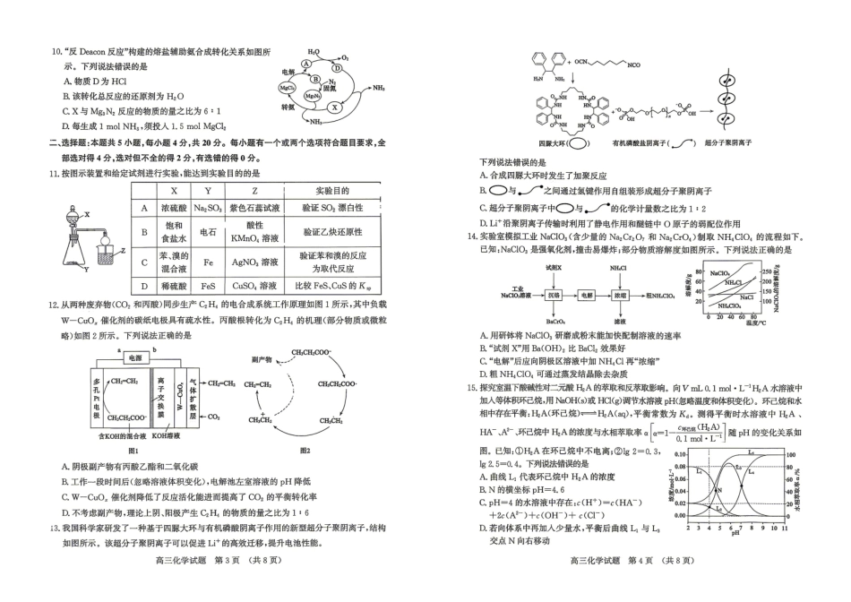 济南市2026届高三年级针对性训练化学.pdf_第2页