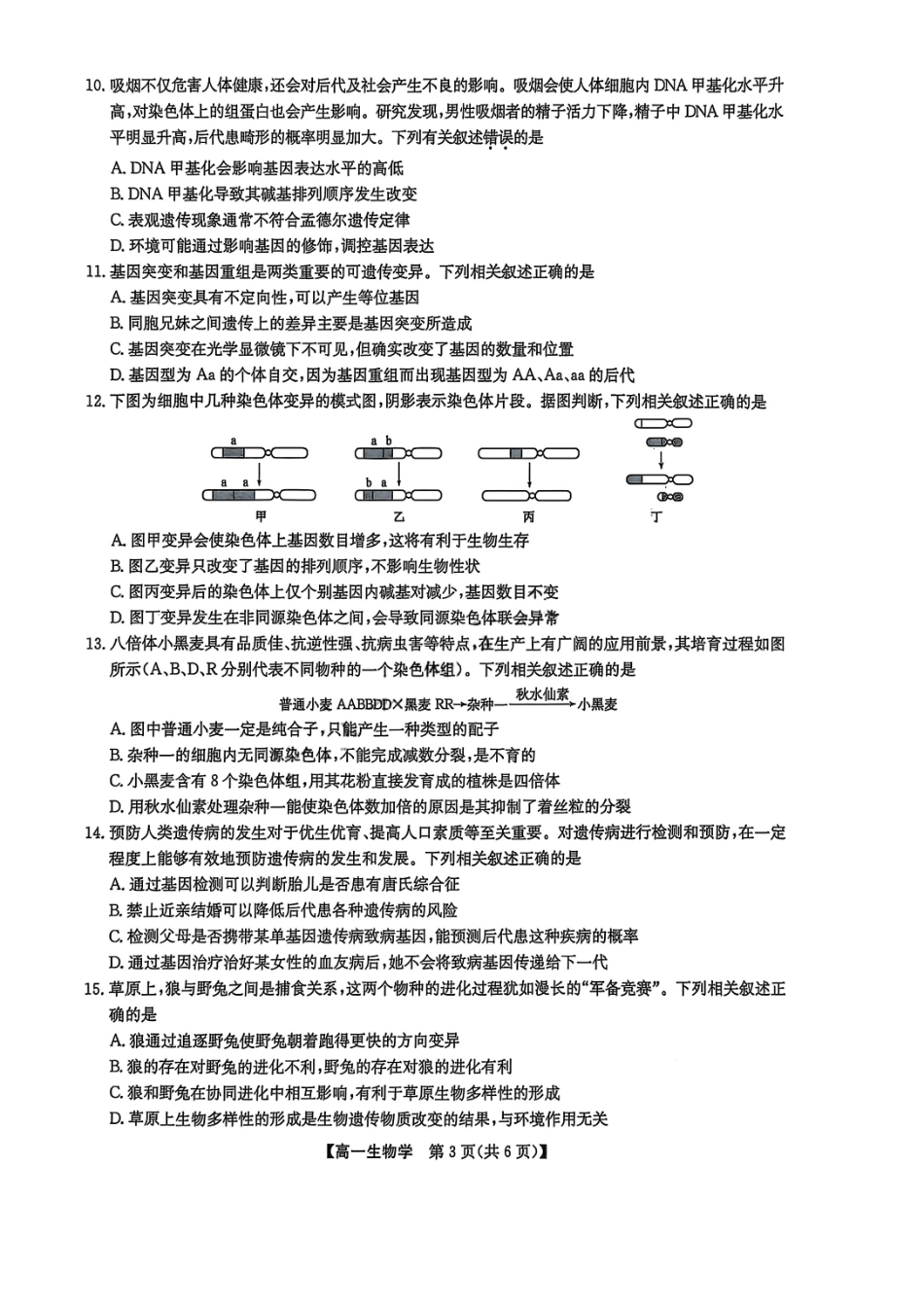 九师联盟2024-2025学年高一下学期7月期末联考生物_副本.pdf_第3页