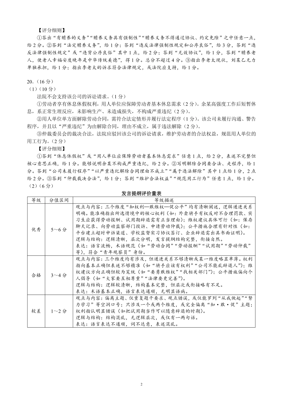 蓉城名校联盟2025-2026学年高二下学期期中考试政治答案_副本.pdf_第2页