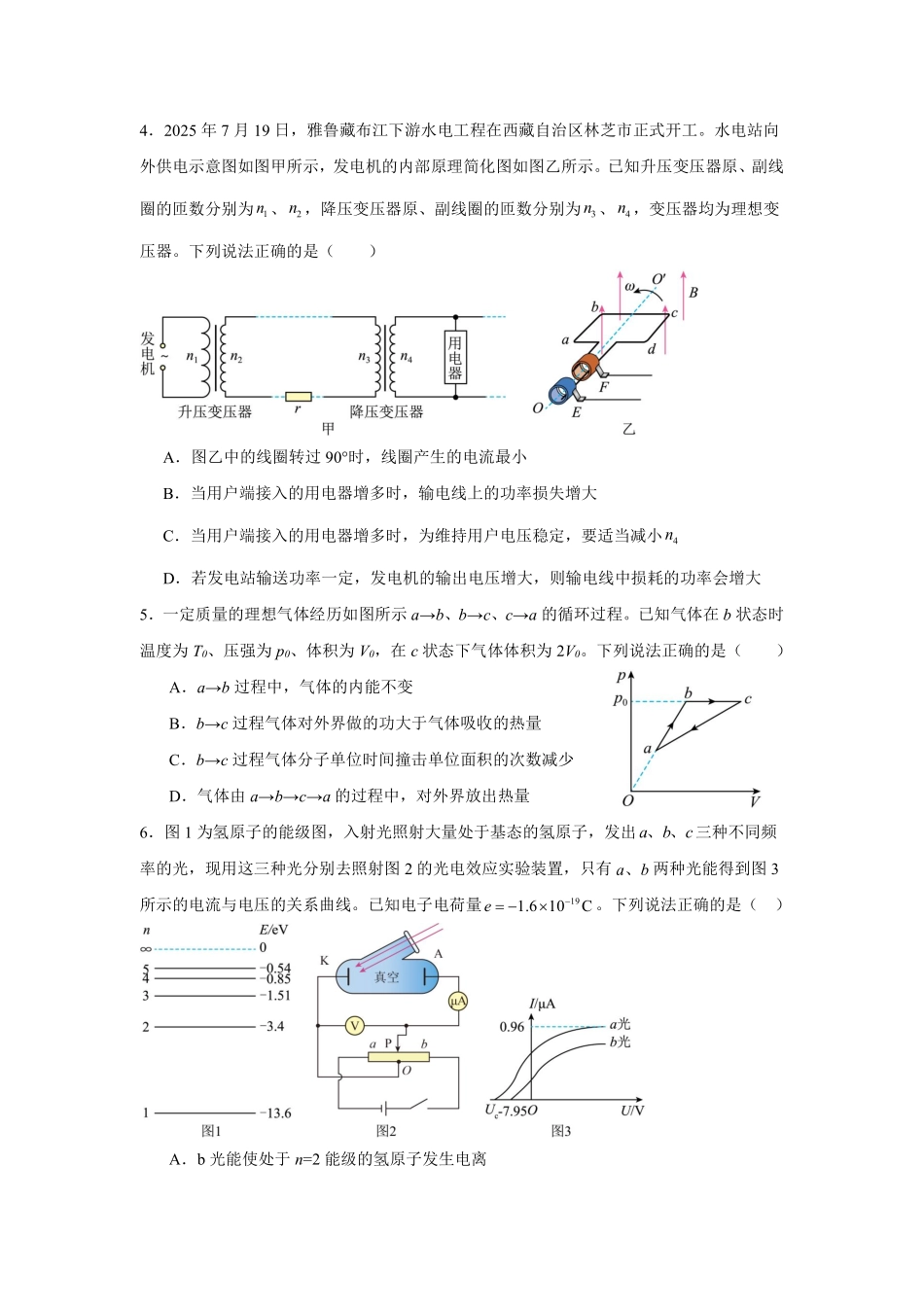 沈阳二中2025-2026学年度下学期模拟考试物理.pdf_第2页