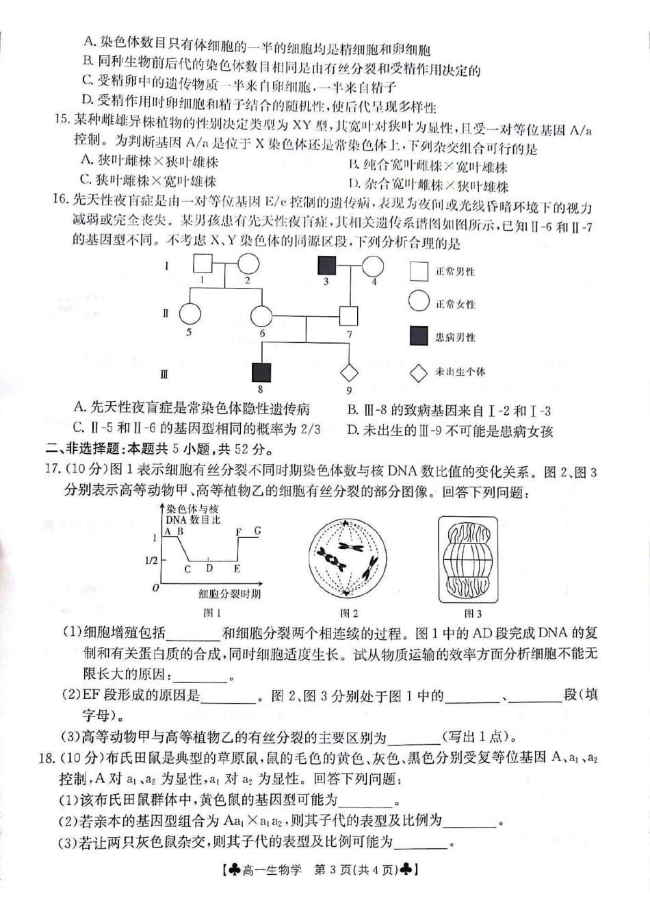 生物-甘肃2023-2024学年高一下学期5月期中(金太阳501A)_副本.pdf_第3页
