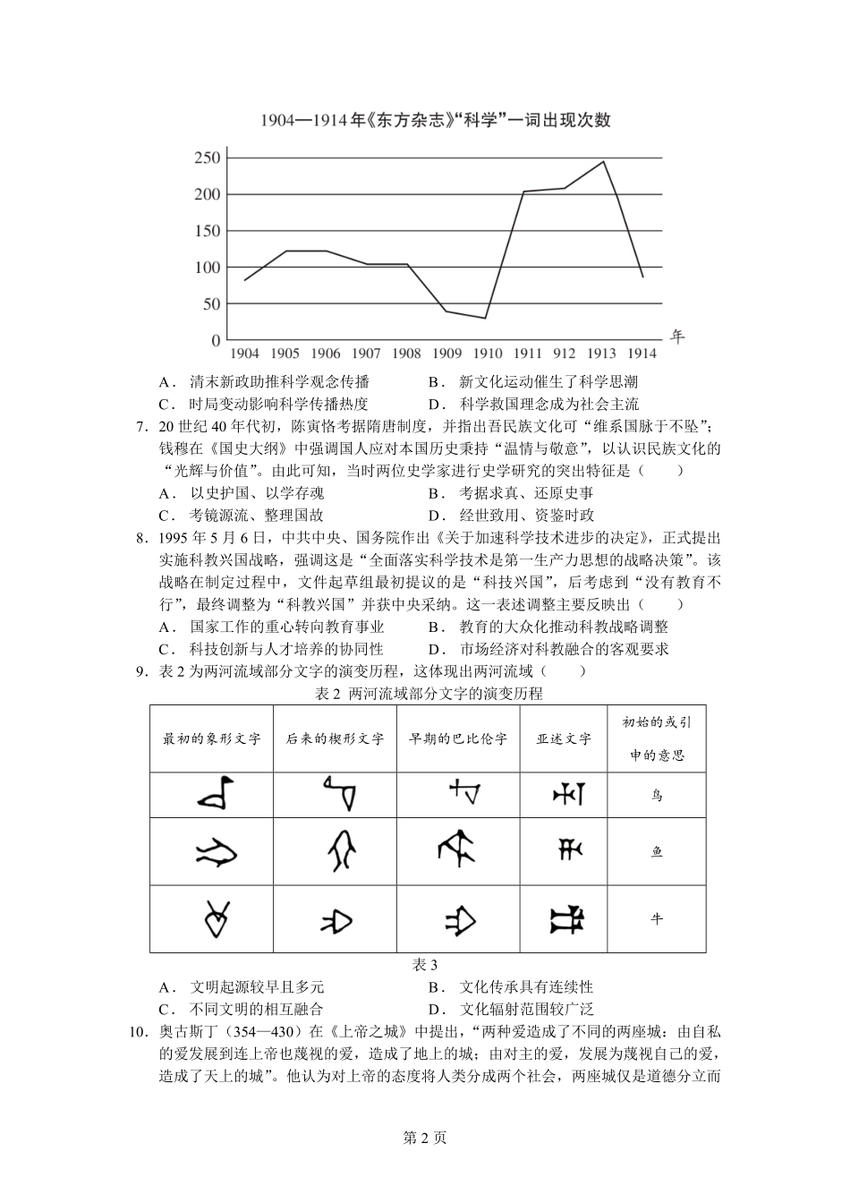 四川南充高级中学2025-2026学年高二下学期期中考试历史含答案.pdf_第2页