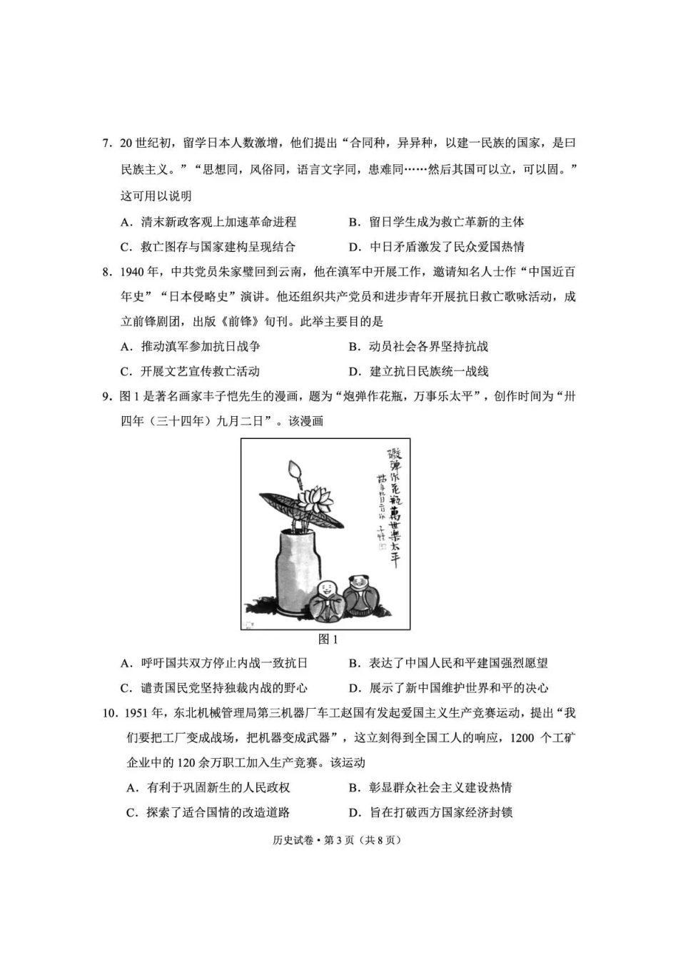 云南师大附中2026届高考备考练习题历史.pdf_第3页