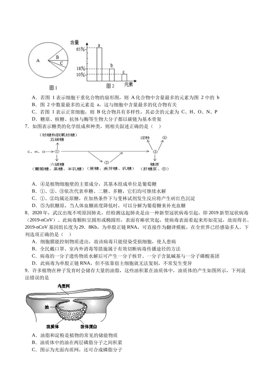 【必修1 分子与细胞】消灭易错必刷100题（原卷版）.docx_第2页