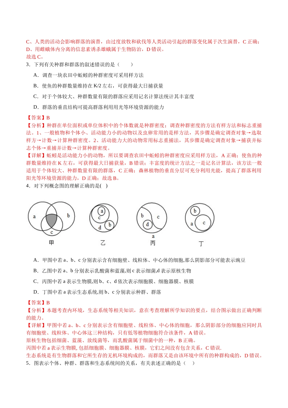 【选择性必修2 生物与环境】消灭易错必刷80题（解析版）.docx_第2页