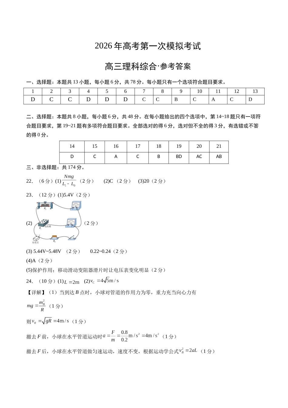 理科综合一模突破卷（参考答案）.docx_第1页