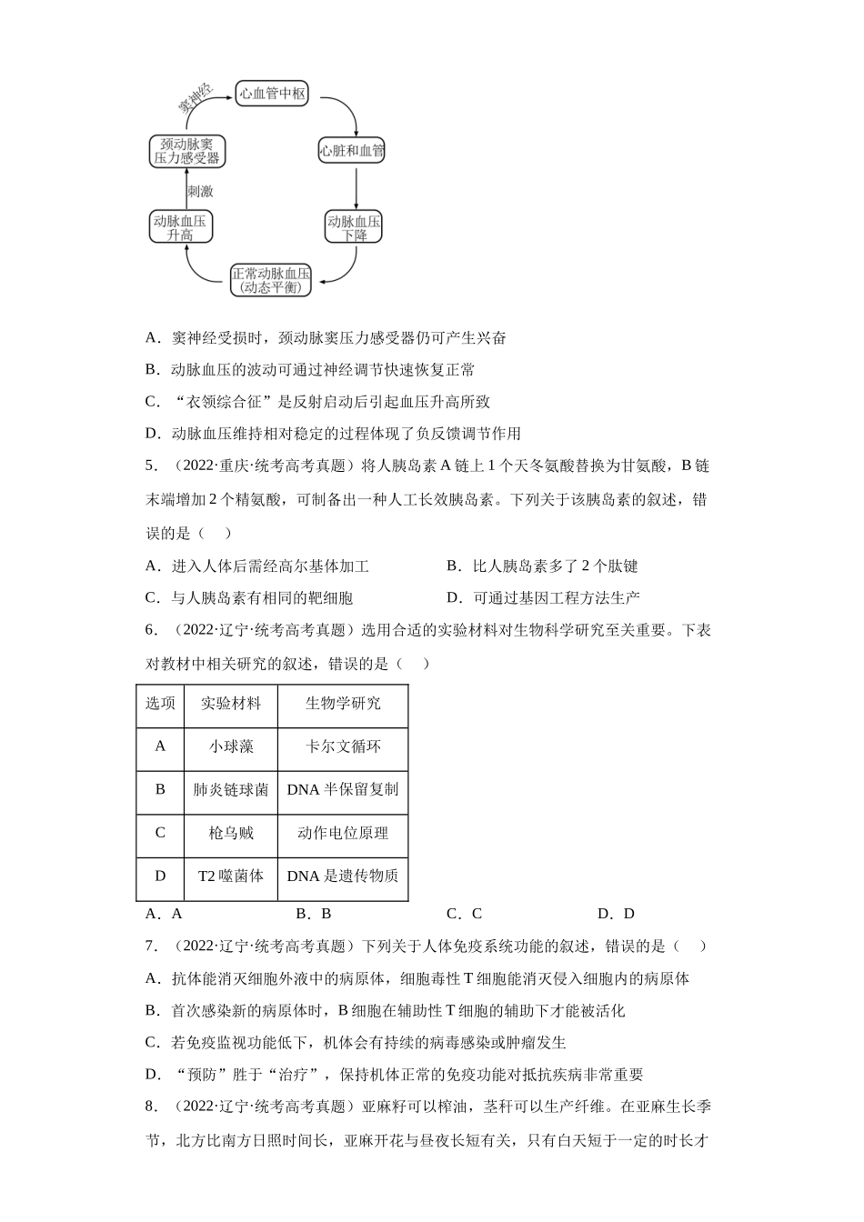 06 稳态与调节(单选100)(原卷版).docx_第2页