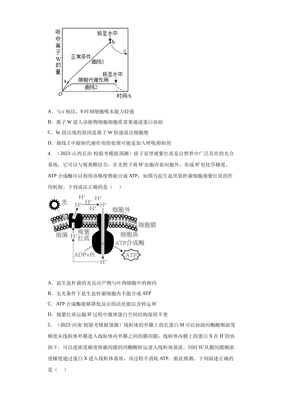 能力分层训练06 细胞的物质输入和输出(原卷版).docx_第2页
