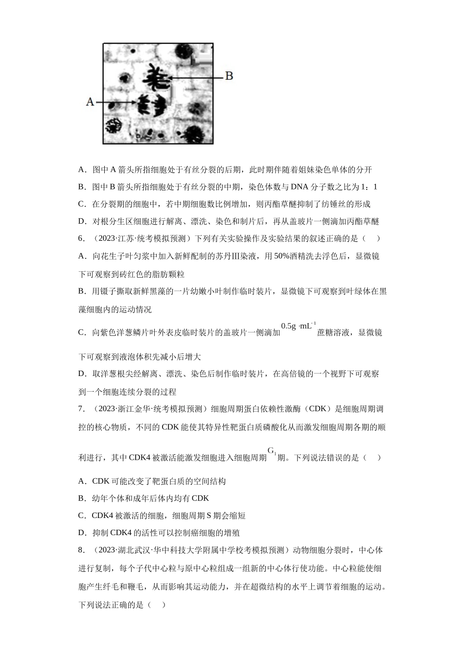 能力分层训练11细胞的增殖(原卷版).docx_第3页