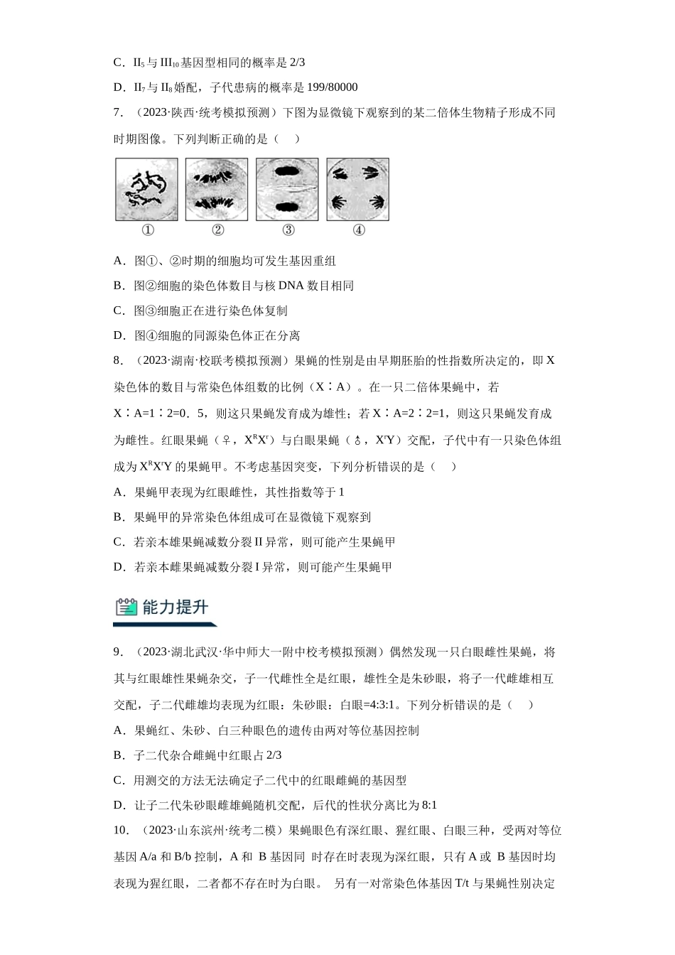 能力分层训练16基因在染色体上和伴性遗传(原卷版).docx_第3页