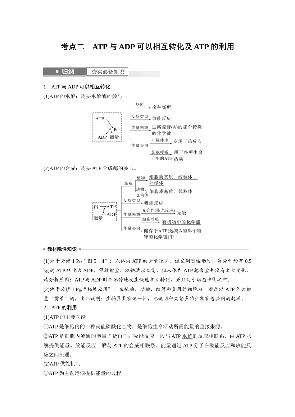 2024年高考生物一轮复习(新人教版) 第3单元 第2课时 细胞的能量“货币”ATP.docx_第3页