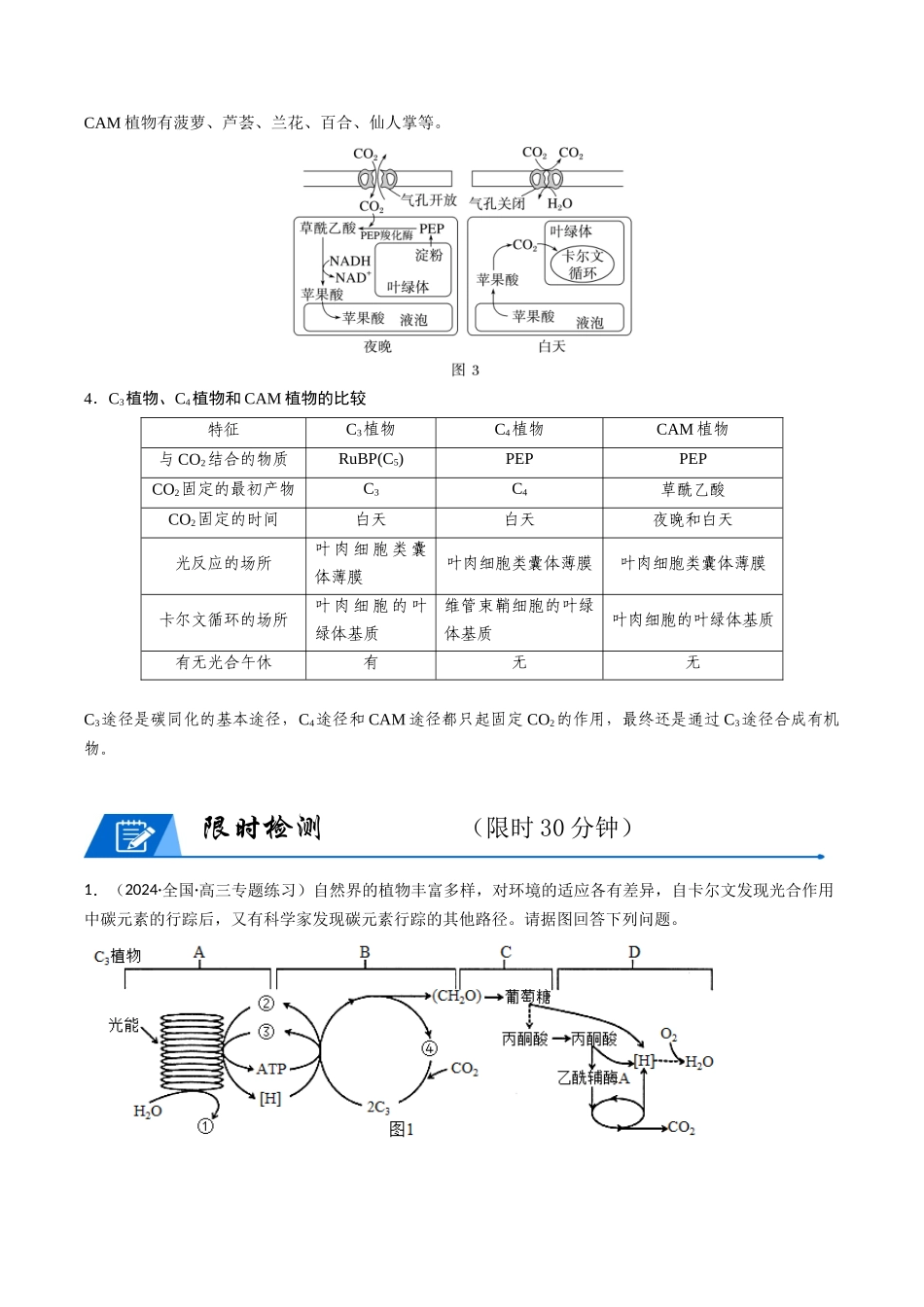 热点02 C3植物、C4植物和CAM植物的光合作用（学生版）.docx_第2页