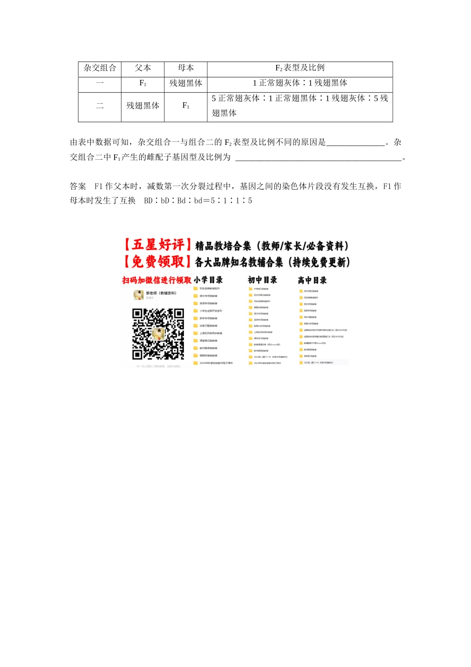 2024年高考生物一轮复习（新人教版） 第5单元　长句表达(三)　遗传实验中相关推理分析.docx_第3页