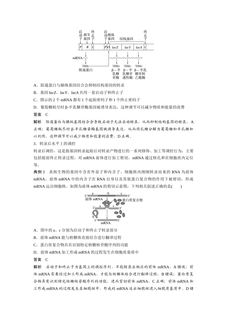 2024年高考生物一轮复习（新人教版） 第6单元　微专题四　基因表达调控.docx_第2页