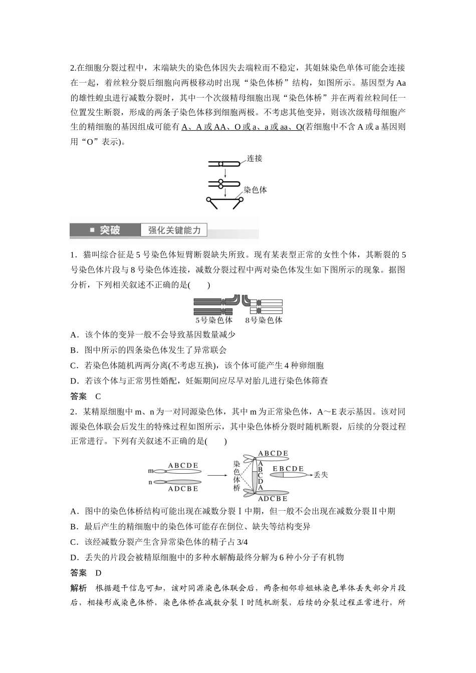 2024年高考生物一轮复习(新人教版) 第7单元 第2课时 染色体变异.docx_第3页