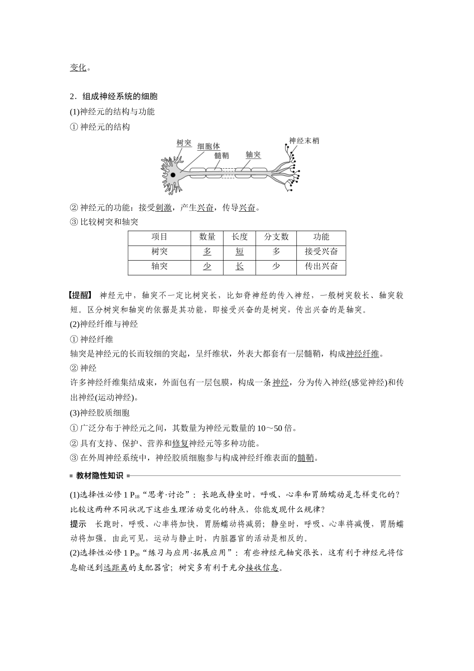 2024年高考生物一轮复习（新人教版） 第8单元　第2课时　神经调节的结构基础及基本方式.docx_第2页