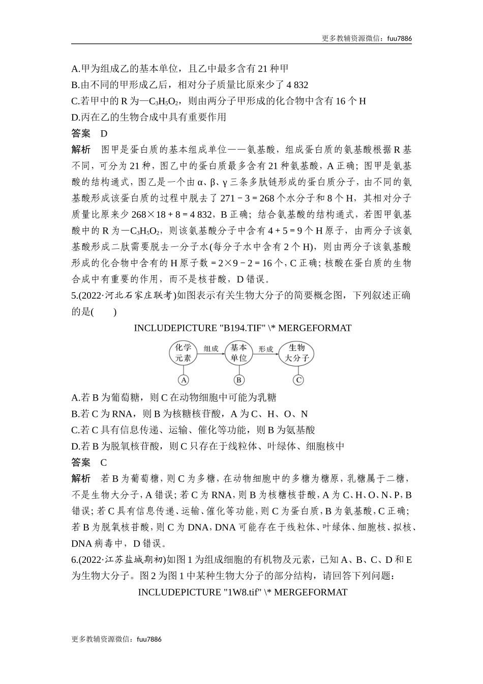 热点微练2 细胞中有机物的推断(尖子生特训).doc_第3页