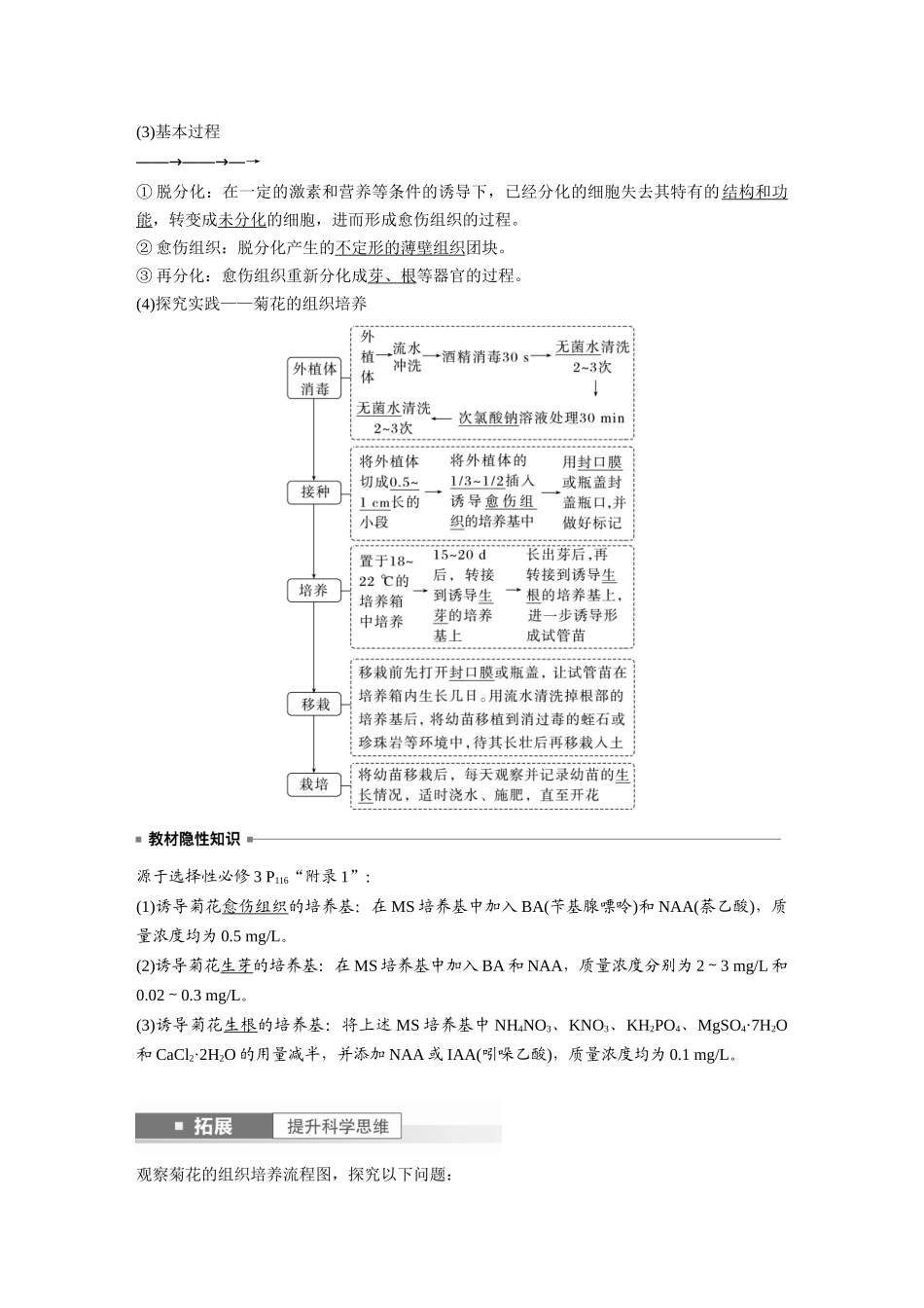 2024年高考生物一轮复习（新人教版） 第10单元　第3课时　植物细胞工程.docx_第2页