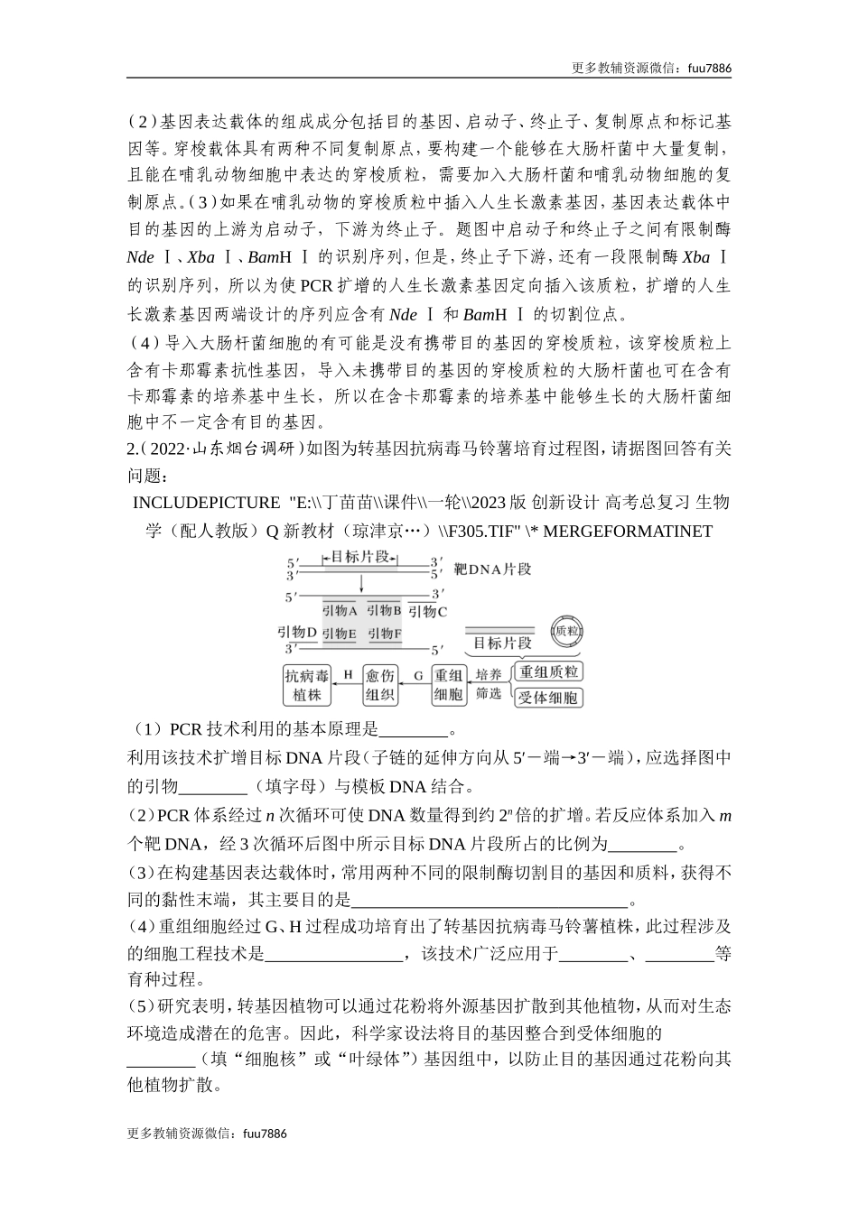 热点微练22 PCR技术的应用(尖子生特训).doc_第2页