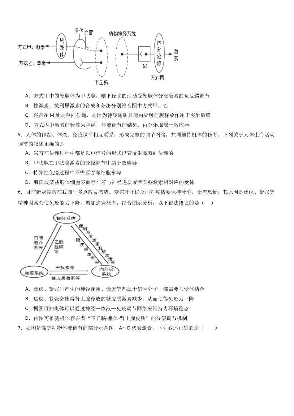 热点专题04 生命活动调节与人类健康(原卷版).docx_第2页
