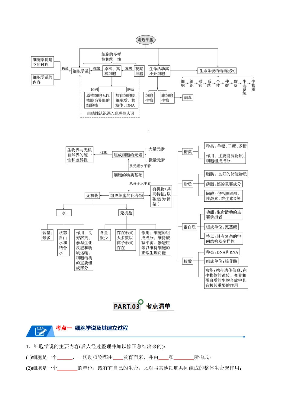 宝典01 走近细胞及细胞的分子组成(10考点+14易错点)(原卷版).docx_第2页
