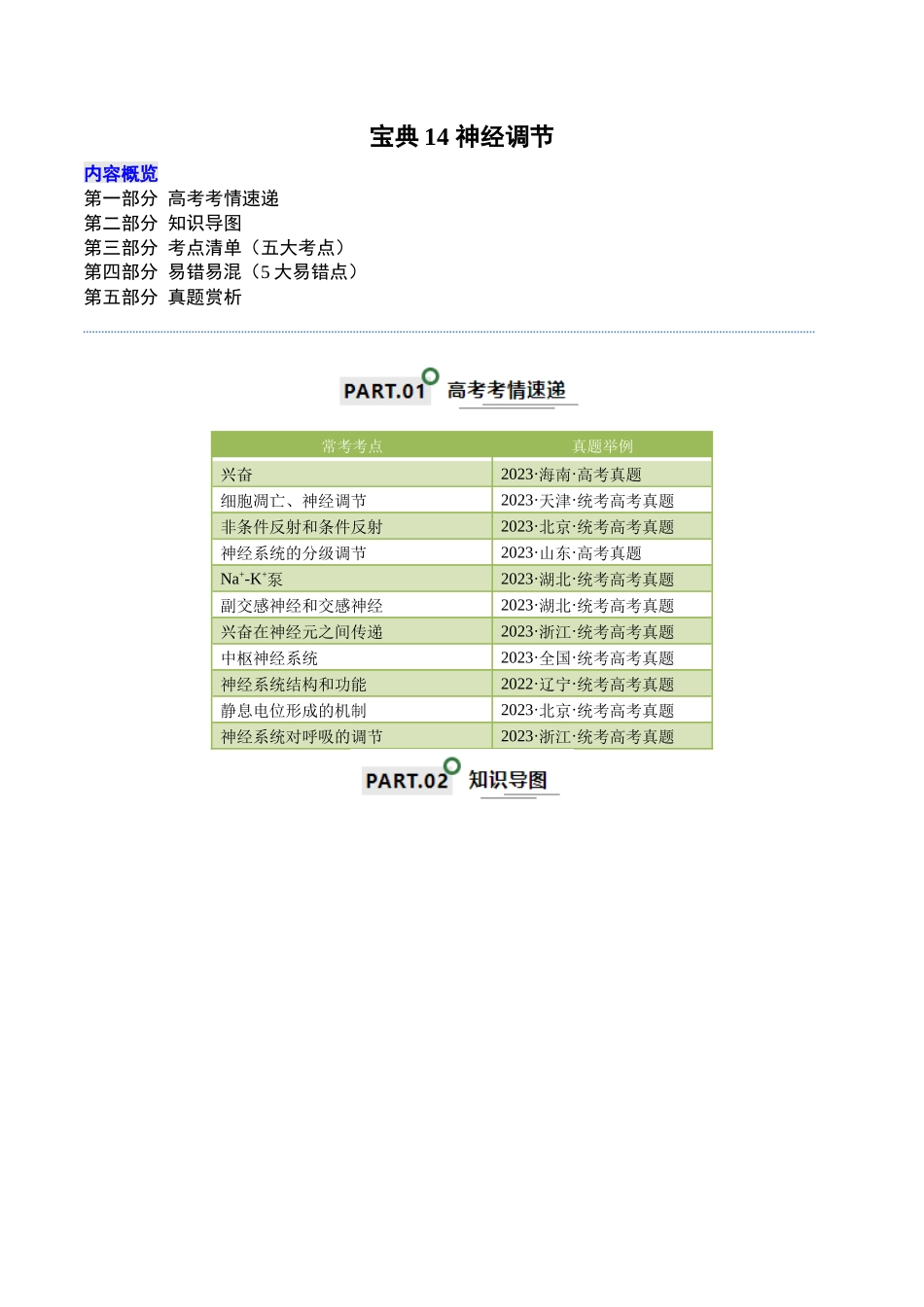 宝典14 神经调节(解析版).docx_第1页
