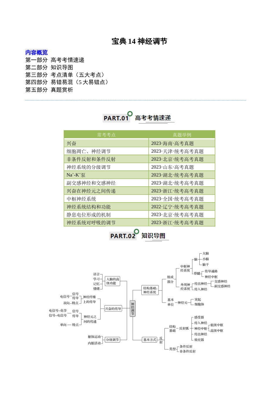 宝典14 神经调节(原卷版).docx_第1页