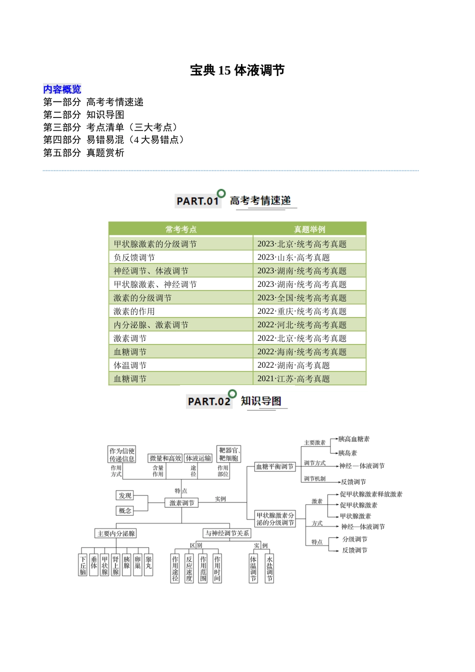 宝典15  体液调节（原卷版）.docx_第1页