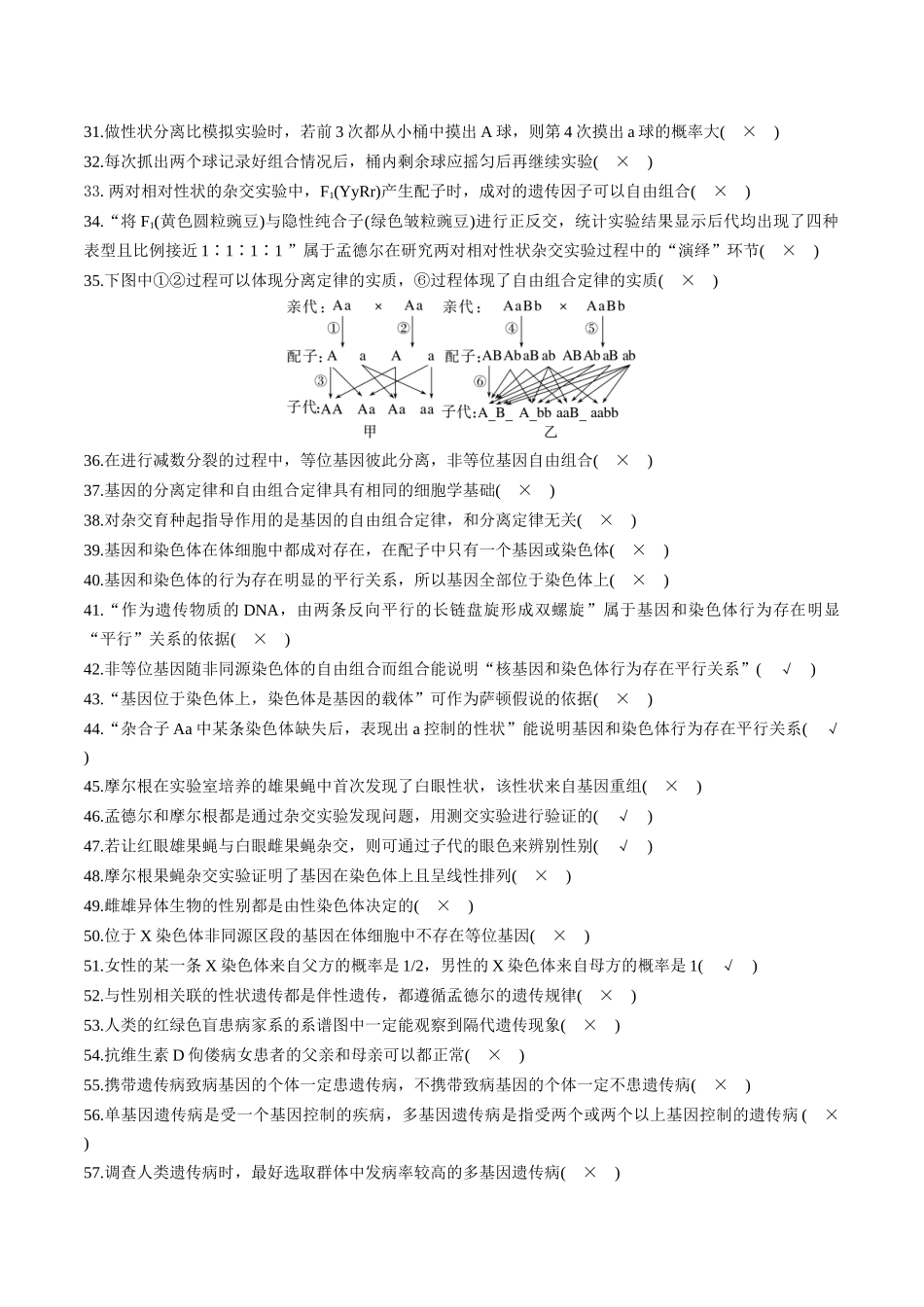 必修2 遗传与进化6页- 判断题集训.docx_第2页