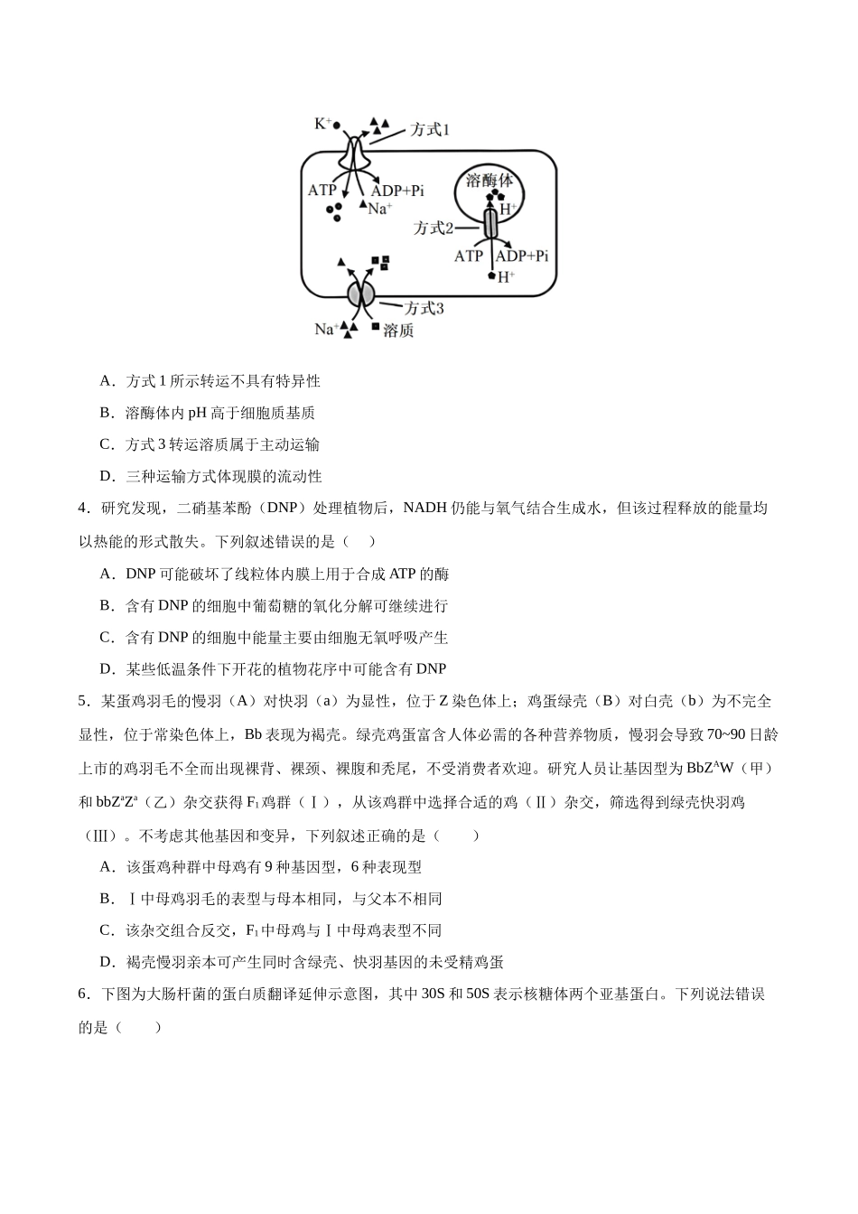 生物(九省联考考后提升卷,甘肃卷)(原卷版).docx_第2页