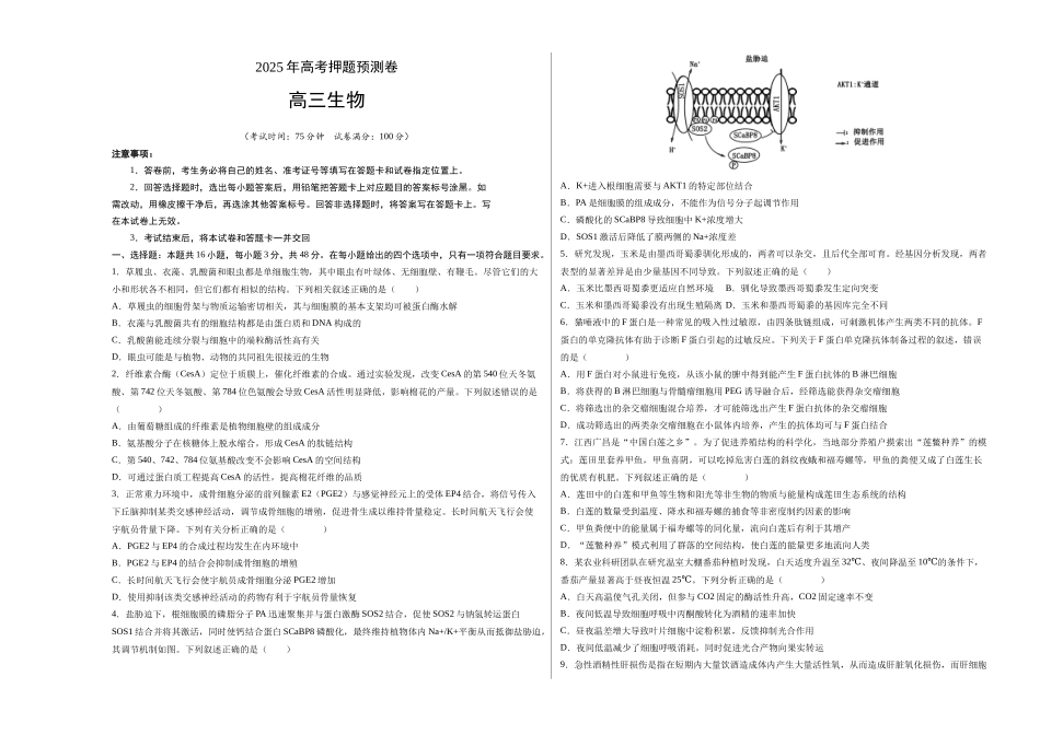生物（四川专用）（考试版A3）.docx_第1页
