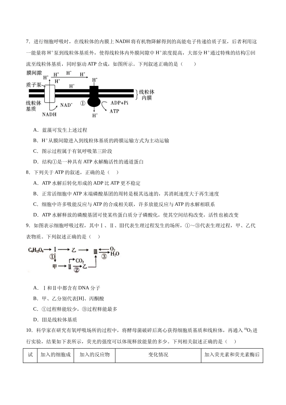 单元检测卷03   细胞的能量供应和利用（学生版）.docx_第3页