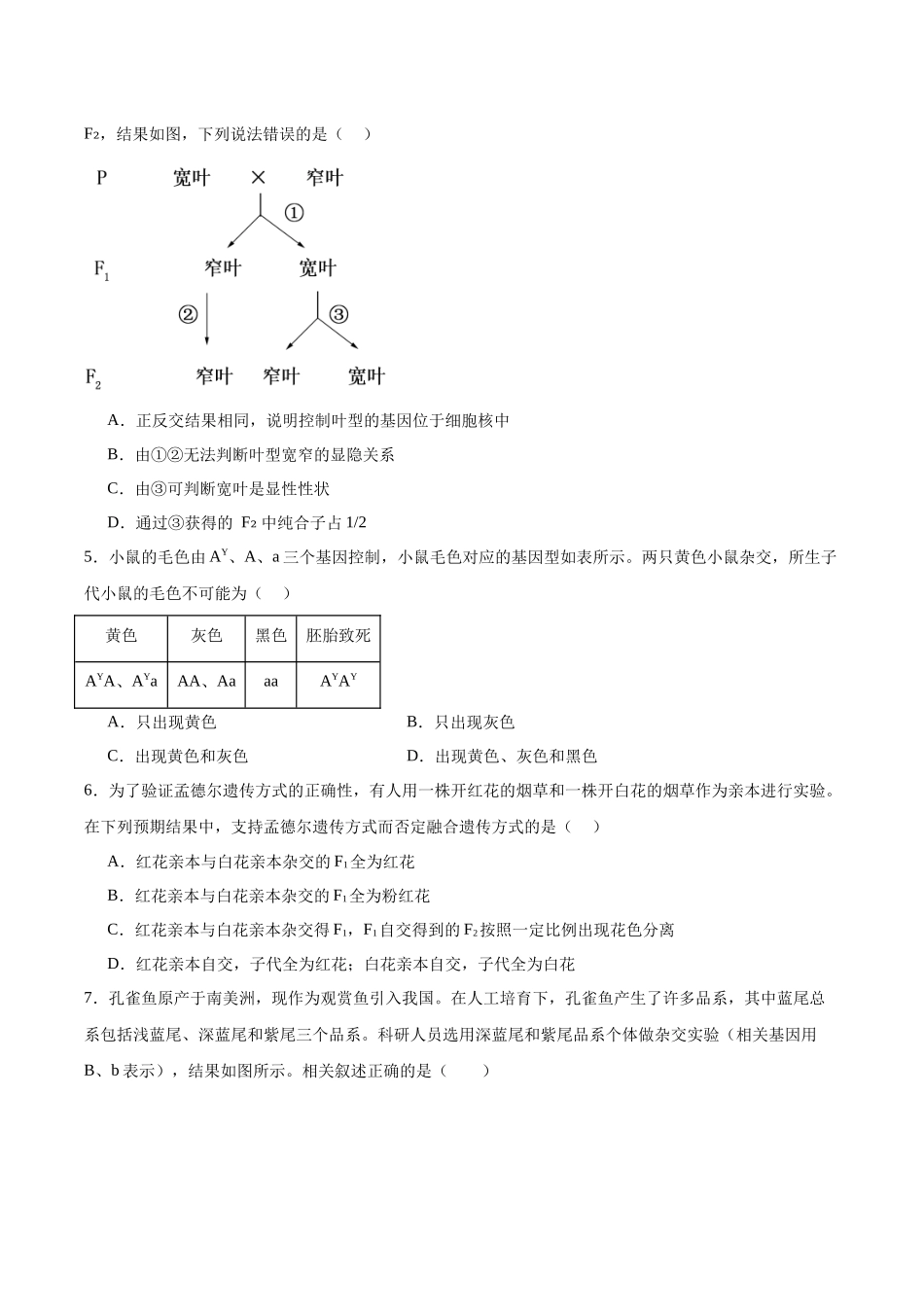 单元检测卷05 基因的传递规律(学生版).docx_第2页