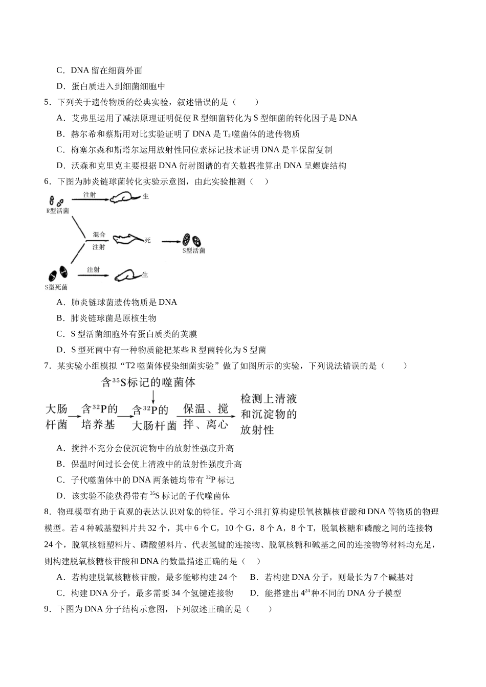 单元检测卷06 遗传的物质基础(学生版).docx_第2页