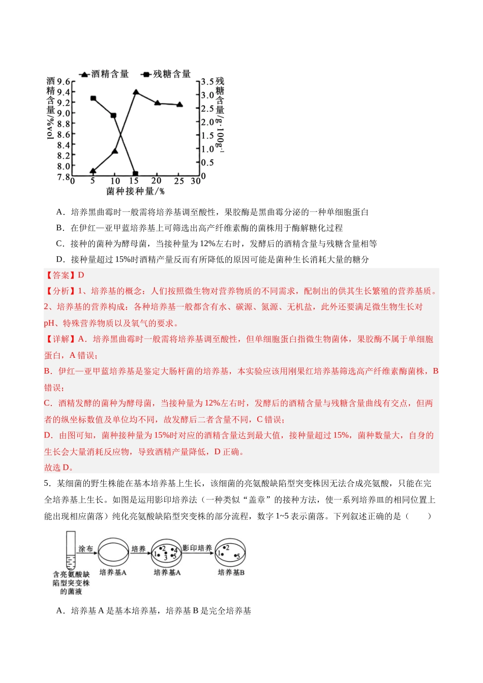 单元检测卷10 生物技术与工程(教师版).docx_第3页