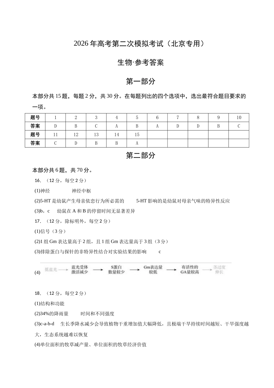 生物二模模拟卷（北京专用）（参考答案）.docx_第1页