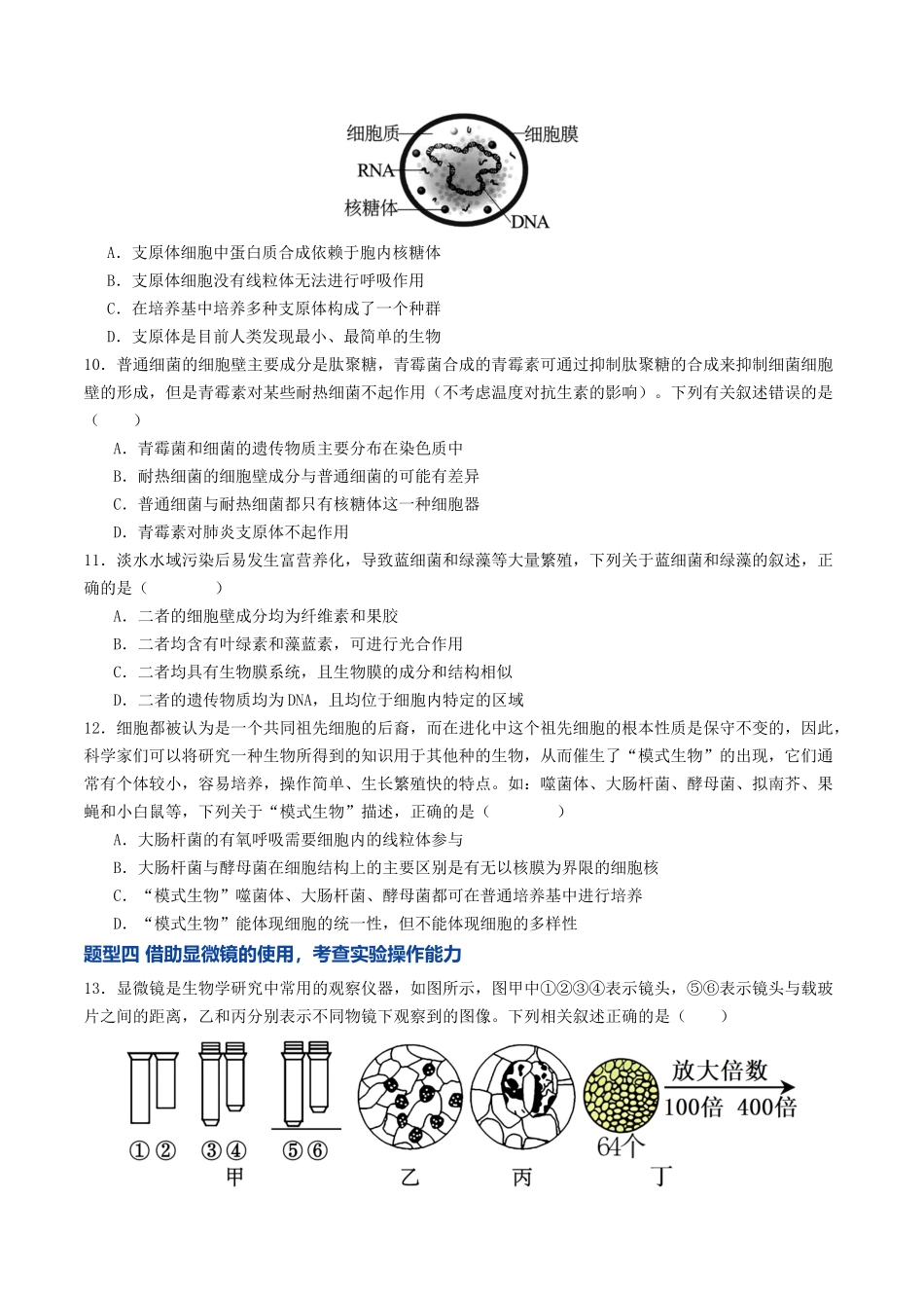 第01讲 走近细胞(专项训练)(全国通用)(学生版).docx_第3页
