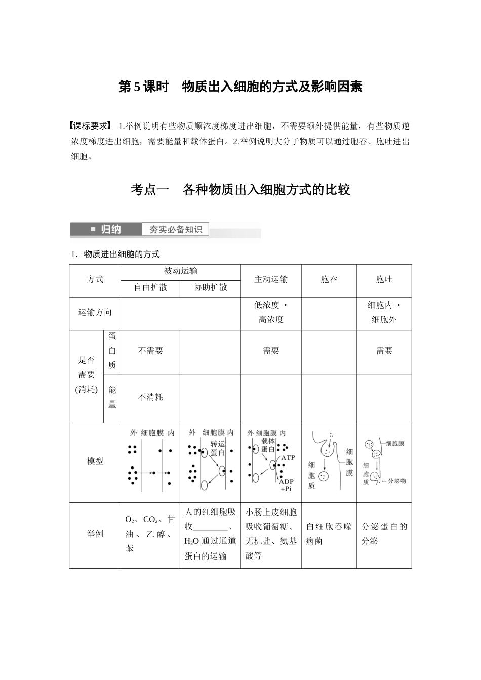 第2单元 第5课时 物质出入细胞的方式及影响因素.docx_第1页