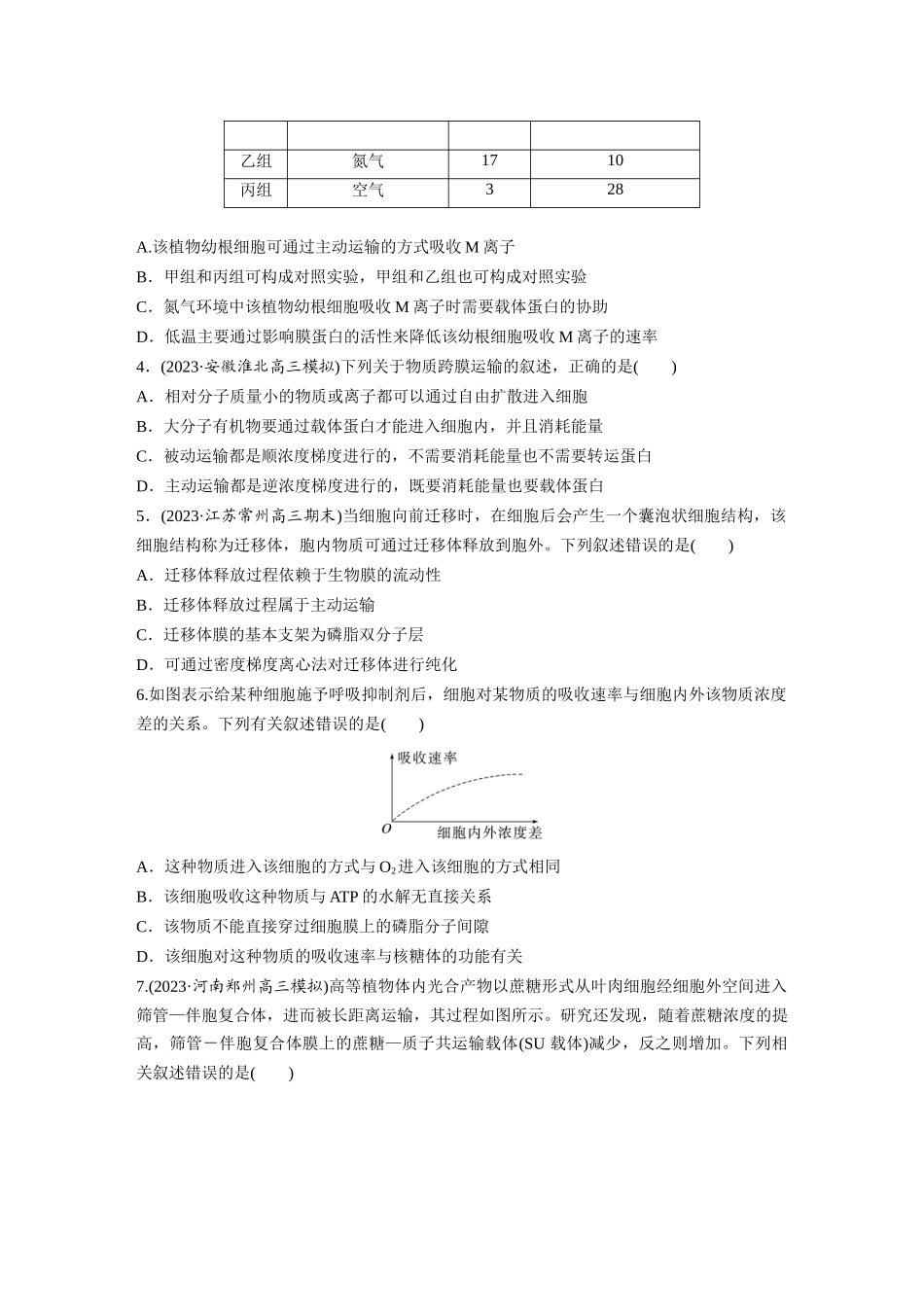 第2单元　课时练5　物质出入细胞的方式及影响因素.docx_第2页