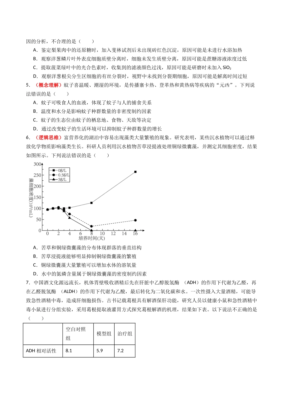 生物一模保分卷（安徽专用）（考试版）.docx_第2页